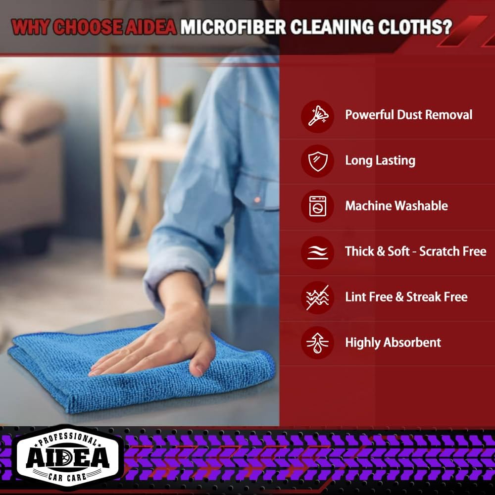 Microfiber Cleaning Cloths – 50-Pack, Ultra-Soft & Super Absorbent