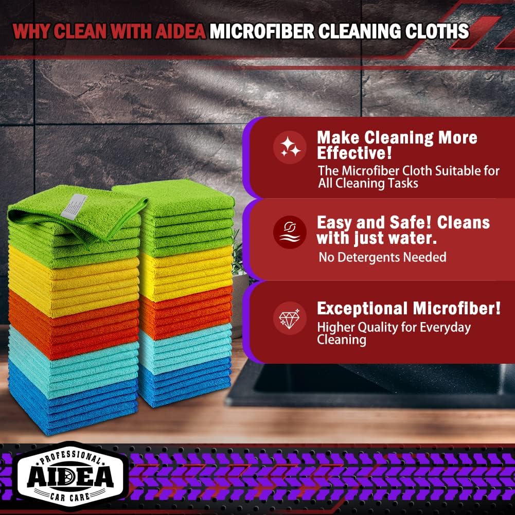Microfiber Cleaning Cloths – 50-Pack, Ultra-Soft & Super Absorbent