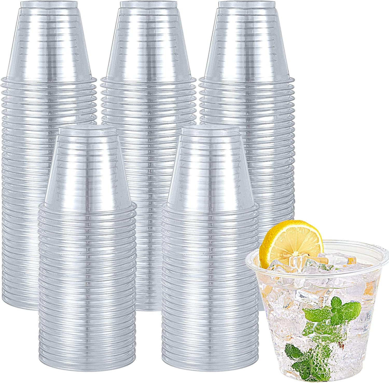 Turbo Bee 9oz Clear Plastic Cups – 300-Pack Disposable Party Cups