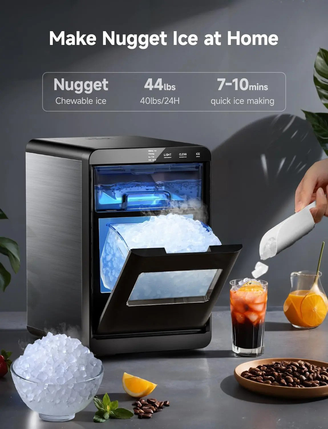 Compact Nugget Ice Maker – Perfect for Home, Office & Parties