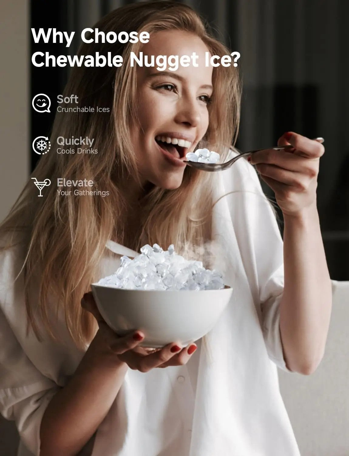 Compact Nugget Ice Maker – Perfect for Home, Office & Parties